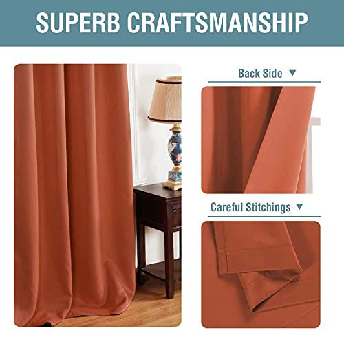 Image of H.VERSAILTEX Blackout Curtain for Living Room Small Window Kitchen Blackout Curtains 45 inch Length Energy Saving Solid Grommet Blackout Drape, One Panel, Orange, 52 inch W x 45 inch L