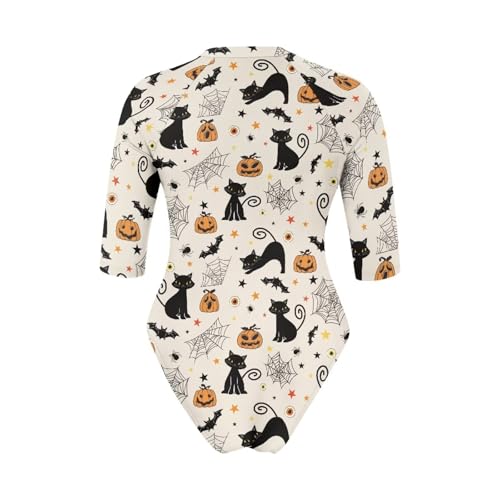 Women One Piece Print Swimsuit Tummy Control Zip Front Bathing Suit 3/4 Short Sleeve High Neck Swimwear Monokini4