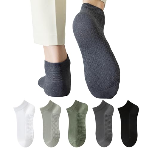 infino Men's Breathable Mesh Cotton Ankle Socks - 5 Pairs, Lightweight and Comfortable for Spring, Summer, and Fall