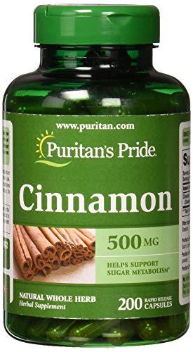 Puritans Pride Cinnamon 500 mg Capsules, 200 Count