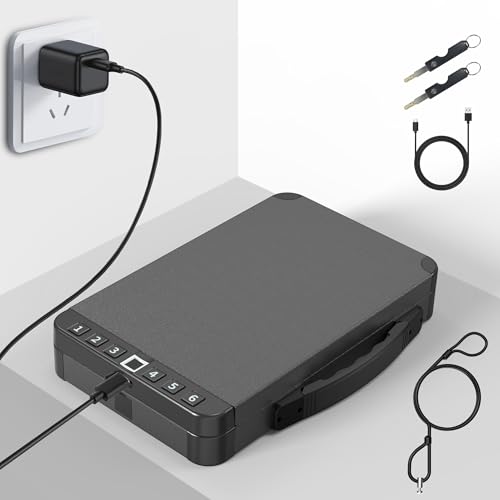 KENRONE Coffre-fort biométrique pour armes de poing, coffre-fort avec empreintes digitales, clés et code pour un accès rapide, boîte de verrouillage...