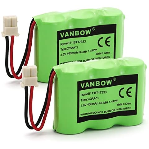 VANBOW BT17333/BT27333 Cordless Phone Battery BT-17333 BT-27333 BT17233 BT27233 CS2111 01839 CLT3500 GESPCH06 43-3215 2/3AA 3.6v 400mAh (2) Cover