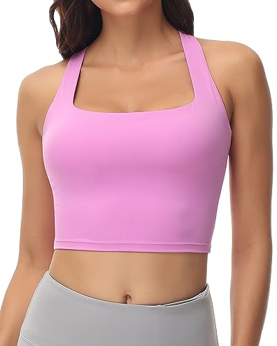 Image of romansong Strappy Yoga Sports Bras for Women Padded Criss-Cross Back Tank Tops