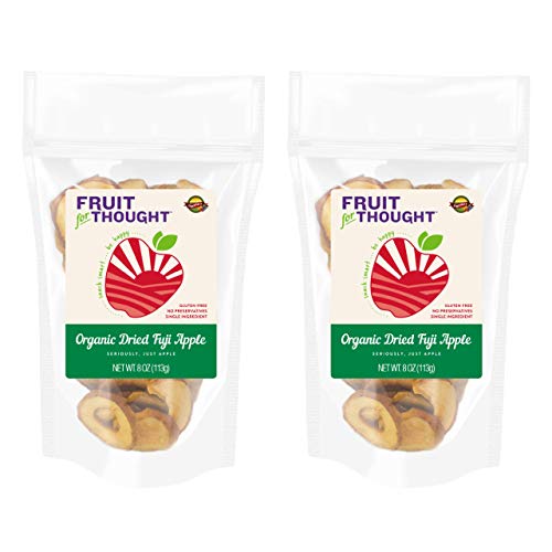 USA Grown Organic Dried Fuji Apple Slices 8 Ounce Bag (Pack of 2) - Seriously Just Fuji Apples, No Added Sugar, No Preservatives - Organic Dried Apples Multi-serving Bag Bundle