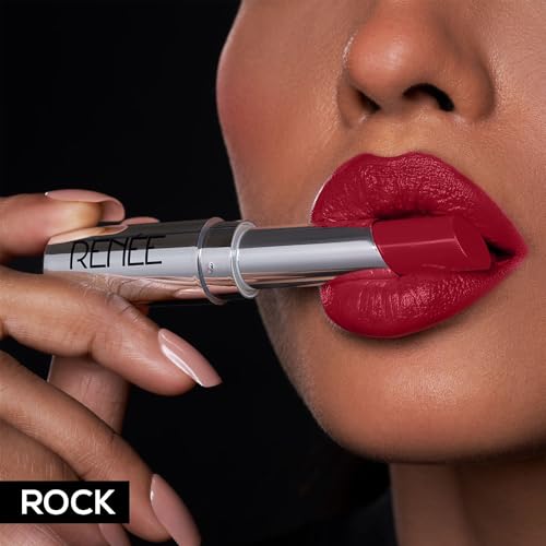 Image of RENEE Matte Lock Lipstick - Rock, Moisturizing, Long Lasting & Weightless Formula, Intense Color Pay Off with Ultra-Matte Finish, Enriched with Avocado oil, Vitamin E, D & Beta-Carotene, 3.5 Gm