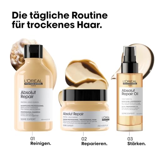 L’Oréal Professionnel Reparierende Haarmaske für strapaziertes und trockenes Haar, Mit Quinoa, Serie Expert, Absolut Repair Maske, 250 ml
