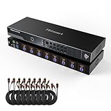 TESmart 8K@60Hz HDMI KVMスイッチ 8入力1出力 USB3.0 8x1 KVM切替器 8ポート パソコン8台モニター1台切り替え EDIDエミュレーター ホットキー切替 RS232、LANポート HDMI2.1 HDCP2.3 VRR/FVA/ALLM対応 自動スキャン、自動出機能 リモコン、8本入力ケーブル、ラックイヤー付属
