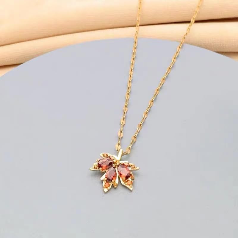 Caiyao Dainty Maple Leaf Pendant Necklace for Women Copper CZ Crystal 14K Golden Plated Fashion Necklace for Women Jewelry Mother's Day Thanksgiving's Day Gift - Image 4