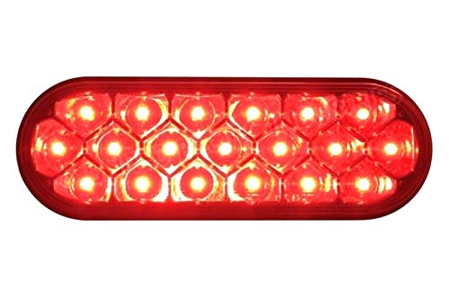 Image of UNITED PACIFIC 63710 Mud Flap Hanger, Mud Flap Plate, Top, Stainless, with Three 19 LED 6 inch Oval Lights & Grommets, Red LED /Red Lens