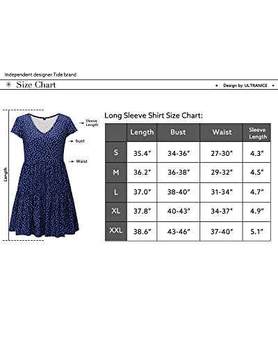 Ultranice Summer Sun Dresses For Women 2023 Casual Trendy V Neck Polka Dot Ruffle Mini Dress(Navy Blue,M) #TOP5
