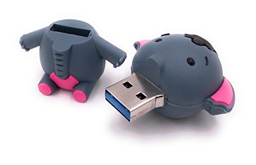 Clé USB 64 Go H-Customs éléphant bleu avec mémoire flash haute performance USB 3.0 - 2