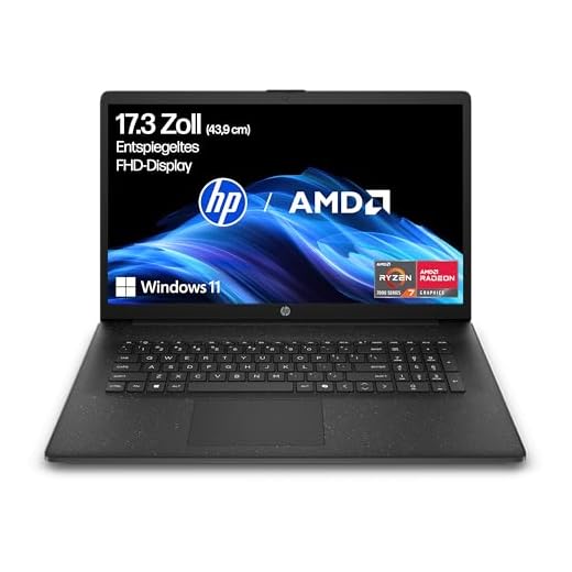 HP Laptop mit 17,3" FHD Display, AMD Ryzen 7 7730U, 16 GB DDR4 RAM, 512 GB SSD, AMD Radeon-Grafik, Windows 11, QWERTZ, Schwarz inkl. 25 GB Dropbox-Speicher für 12 Monate