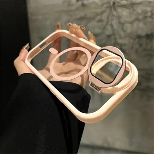 Coque transparente magnétique avec clapet rose et protection d'objectif photo iPhone 14 Plus