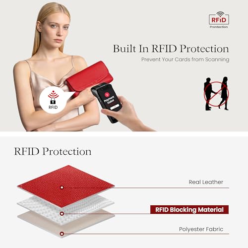 Image of befen Genuine Leather Small Crossbody Bags for Women, RFID Leather Purse | Small Crossbody Purse with Built in RFID Wallet,Trendy Cell Phone Purse Shoulder Handbag