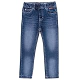 Boboli - Jungen-Jeans aus 98% Baumwolle und 2% Elasthan, Denim, Kontrastnähte, Gummibund, Label hinten