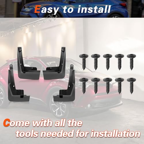 Image of 2019 C-HR Mud Flaps Mud Guards Compatible with Toyota CHR 2018 2019 Splash Guard No Drilling Required All Weather Mudflaps(Set of 4)