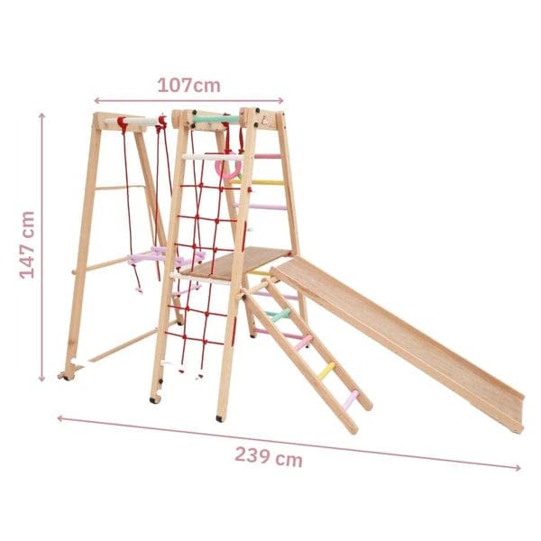 Image of Ariro Jungle Gym Ultimate | Multicolor & Can Hold Upto 90 kg | Boosts Child Confidence & Keeps Child Fit | for Both Girl and Boy | Made with Wood | 40000 Grams | It is Strong, Sturdy and Durable