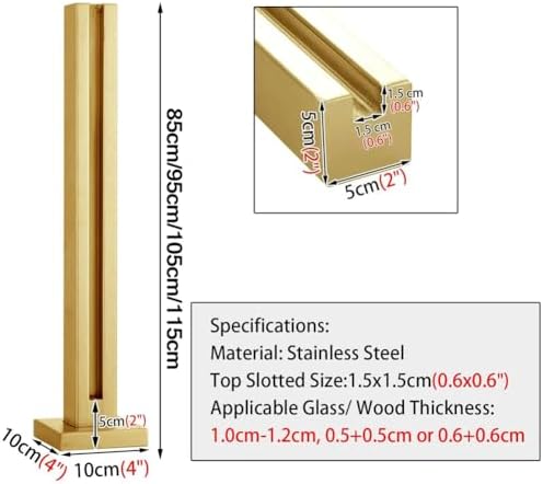304 Stainless Steel Glass Railing Post with Spigot Slots, 37.4" Mid Post for Balcony, Deck, Stairway, Patio - Durable Glass Balustrade Support