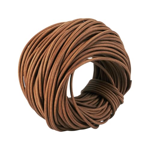 Cordon en cuir de vache rond 2mm marron clair pour création bijoux 20m
