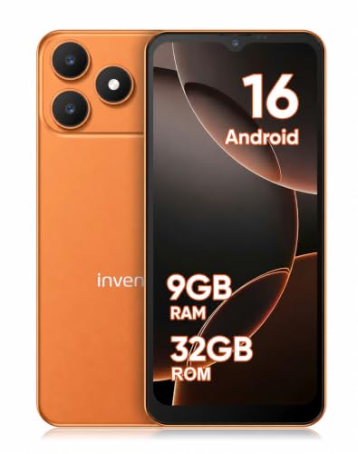 invens Note 15P Smartphone 4G Libre, Móvil Android 16 Go con Pantalla 6,52 Pulgadas, 9GB RAM + 32GB ROM, Dual SIM + TF 256GB, Cámara 16MP+5MP, Face ID, Batería Extraíble 3500mAh, USB C, Naranja