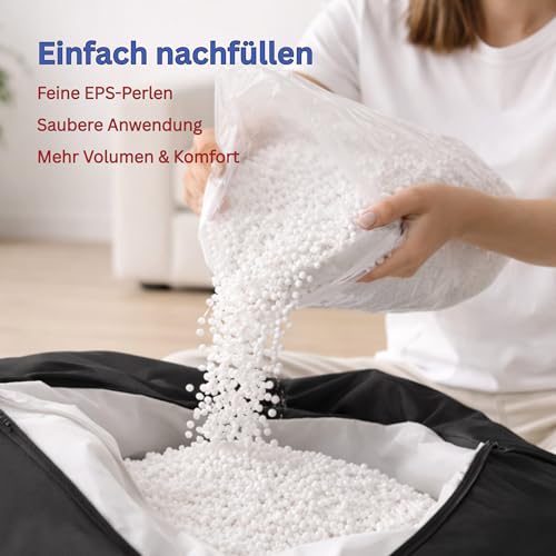 BuBiBag Sitzsackfüllung EPS Perlen 20 L – Premium Styroporkügelchen Nachfüllpack für Sitzsack & Stillkissen – Geruchsneutral, Schadstoffgeprüft & HBCD-frei (B1)