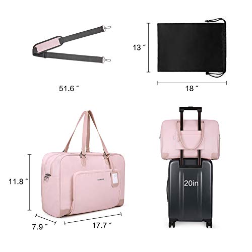 Weekender Bag, BAGSMART Carry On Bag Travel Duffle Bag Large Overnight Bag for Women, Dusty Pink