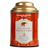 Sancha Tea Boutique Royal Saffron Chai | 30 Pyramid Bags | Masala Chai with Real Kashmiri Saffron & Premium Assam Tea | India’s Famous Spiced Tea