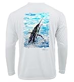 Lobo Lures Pacific Fly Marlin Unisex Long Sleeve Performance UPF 50+ Sun Protection Fishing Shirt Dri-fit T-Shirt (Large, Pacific Fly Marlin)