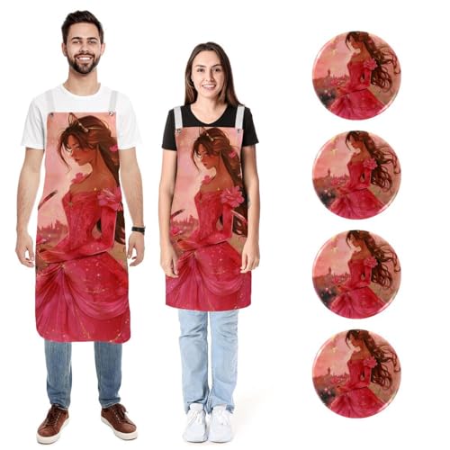 Tablier en lin cuisine cadeau : lot de 2 réglables rose princesse de rêve
