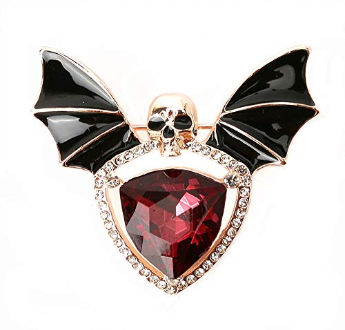 Skull Enamel Pins,Gothic Batwing Rhinestone Crystal Brooch Pins for Women Girls