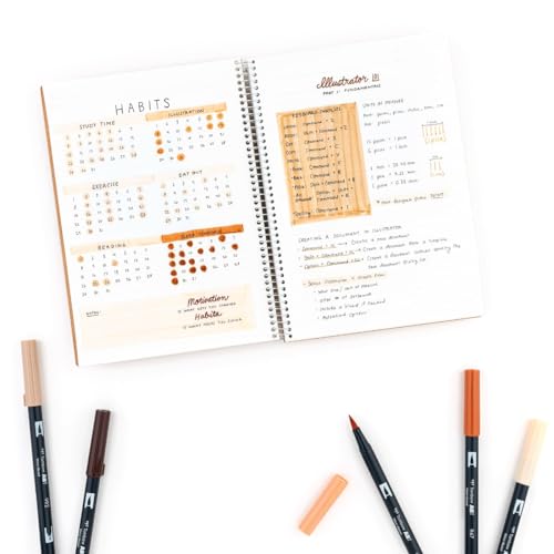 Tombow 56236 Dual Brush Pen Art Markers, Portrait, 6-Pack. Blendable, Brush and Fine Tip Markers