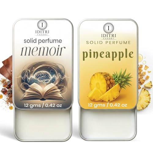 Image of Solid Perfume |pineapple&Memoir Alcohol Free Wax Perfume Balm, Long Lasting | Pocket Tin 12g, Pack Of 2| Non Greasy Smooth Glide, Travel Friendly Men And Women