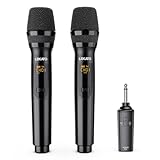 LEKATO K380Sワイヤレスマイク 充電式ダイナミックマイク UHF マイクロフォン 6.35mmレシーバ付き 技適認証済 会議/カラオケマイク/ホームパーティー に大活躍【2本セット】(ブラック)