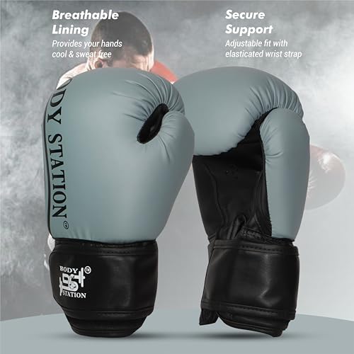 Image of Boxing Gloves - Faux Leather Training Gloves with Hook and Loop Velcro Closure for Long-Lasting Strength and Durability