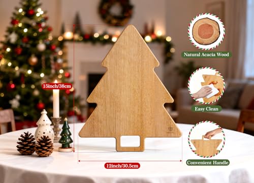 Tabla de cortar de madera en forma de árbol de Navidad miniatura 4