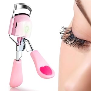 Pinkiou Heated Eyelash Curler for Women,Electric Eyelash Curler with USB Charging Temperature Adjustable Silicone Pad for Quick Heating Curler for Eyelash