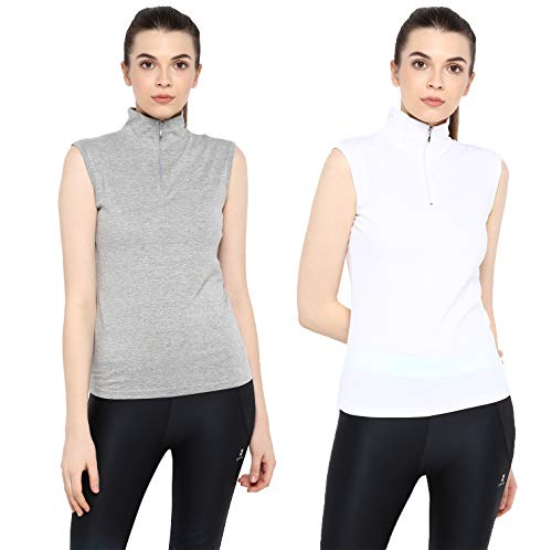 Image of Ap'pulse Women's Sleeveless 1 /4 Zip Hineck Tshirt(Pack of 2)