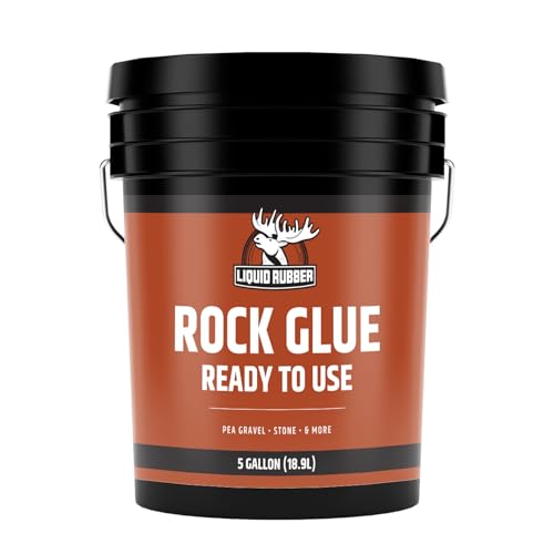 Liquid Rubber Rock Glue Professional Grade Landscaping Stone and Pea Gravel Stabilizer Ready to Use Clear Drying Permeable Water Based Outdoor Binder 5 Gallon 250 sq ft