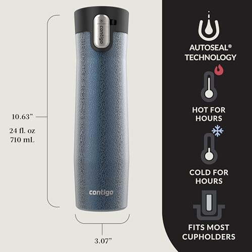 Image of Contigo AUTOSEAL West Loop Vacuum-Insulated Stainless Steel Travel Mug with Easy-Clean Lid, 24 oz, Crystal Blueberry
