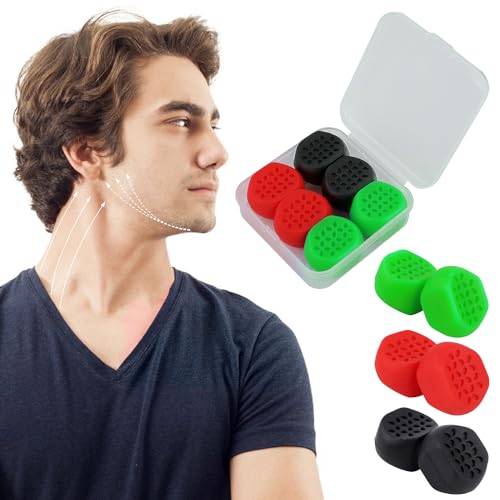6 Piezas Ejercitador de Línea de Mandíbula, 3 Niveles de Resistencia Entrenamiento Mandibula para Hombres y Mujeres para Principiantes Usuarios Intermedios y Avanzados (3 Colores)