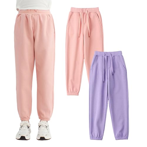 2 Pack Unisex Boys Girls Winter Warm Polar Fleece Stretchy Jogger Sweatpants