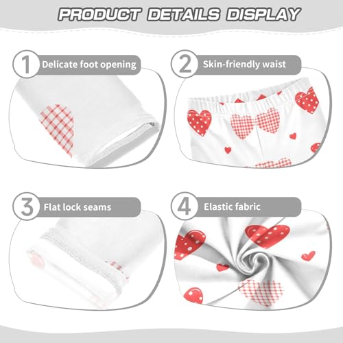 Valentines Red Heart Shape Girls Leggings Ultra Soft Compression Yoga Gym Pants for Kids 4-10T3