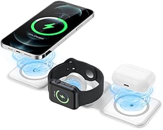 Newest 3 in 1 Wireless Charging Station, Brifit Foldable Fast Wireless Charger Stand Magnetic Wireless Charger Pad for iPhone 14/13/12/11 Samsung Galaxy AirPods 3/2/Pro Apple Watch 8/7/6/5/SE/4/3/2