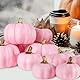 Benjia Kürbis Herbst Dekorationen, Mini Klein Draußen Künstlich Gefälscht Schaum Simulation Kürbis Herbst Bauernhaus Deko für Halloween Thanksgiving Tisch Dekorieren (12 Stück, Rosa)