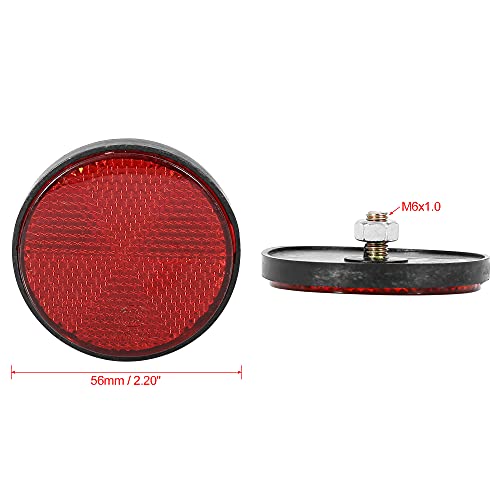 Image of F FIERCE CYCLE 6 Pair M6x1.0 Red Plastic Universal Screw Mount Reflective Warning Reflector for Motorcycle Bike