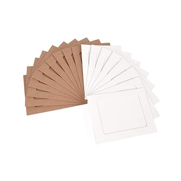 ewtshop® 50 Stück Kraftpapier-Bilderrahmen, 25 weiße und 25 braune Bilderrahmen aus Pappe + Schnur + Miniwäscheklammern… – Bild 4