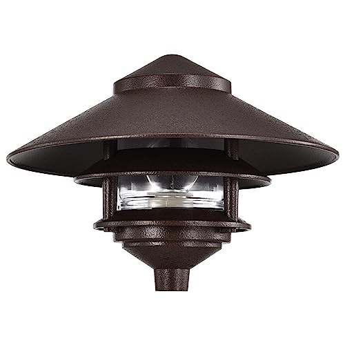 Image of Nuvo Lighting SF76 /635 One Light Two Louver Large Hood 120 Volt Die Cast Aluminum Durable Outdoor Landscape Pathway Lighting, Old Bronze