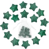 Stern Edelsteine, 15 Stück Kristalle Heilsteine Glücksbringer, Malachit Glückssteine mit Organzasäckchen, Chakra Stein für Meditation und Balance, Reiki Heilung, Dekoration