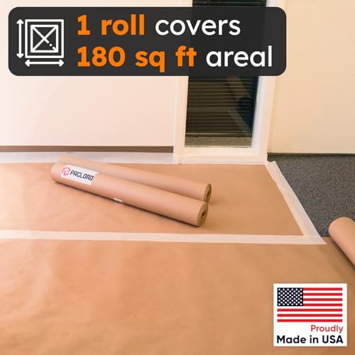 Image of 12 inch x 60 Yards (180 feet) Masking Paper Roll - Made in USA General Purpose Kraft Masking Paper for Painting - Painters' Protection from Splatter and Overspray