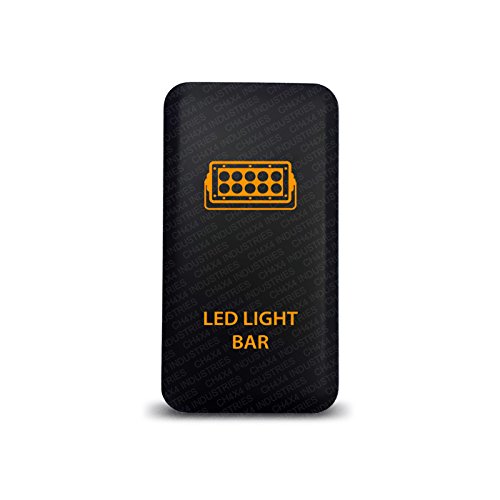 CH4X4 Push Switch for Toyota Tacoma, FJ Cruiser, Land Cruiser, Fortuner, Hilux, 4Runner, Prado 12V 3Amp - LED Light Bar Symbol - Amber LED
